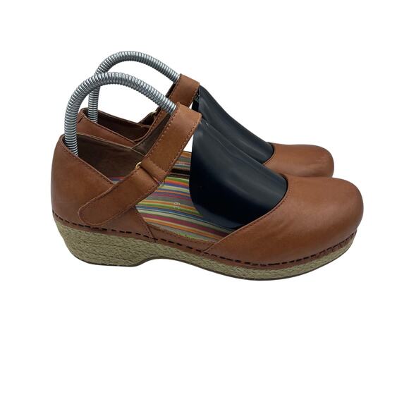 Dansko Shoes - Dansko Margreta Mary Jane Shoes Brown Leather Espadrilles Womens 39 8.5 9